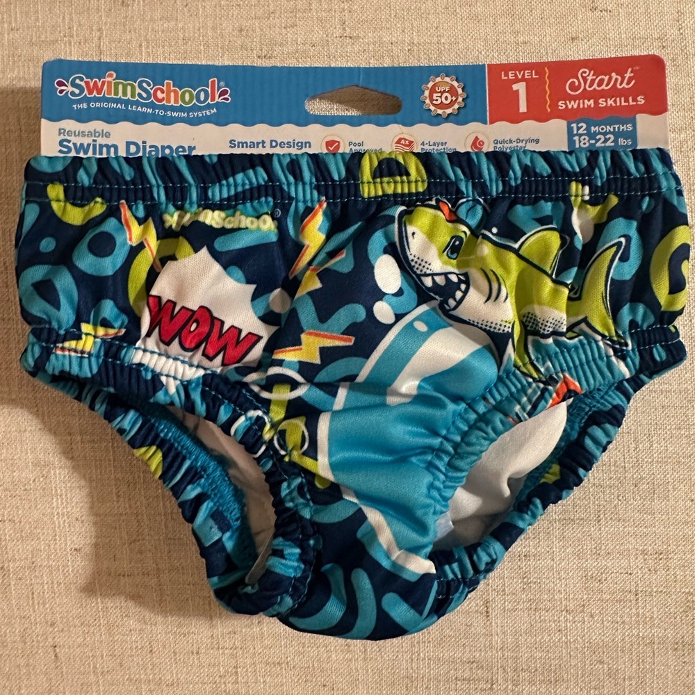 Boys Reusable Blue Shark Swim Diaper